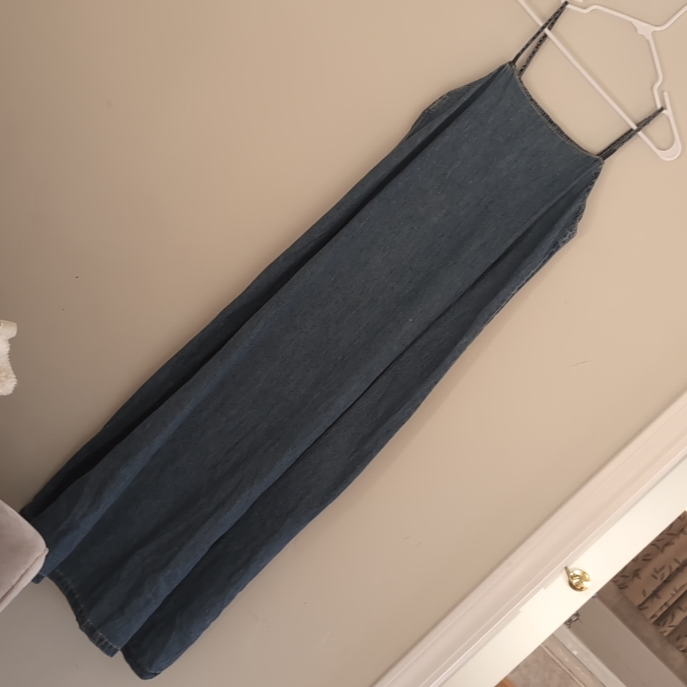 Zara Women TRF DENIM Strappy MIDI MAXI DRESS - Blue M XL 8197/184 NWT - Picture 9 of 14